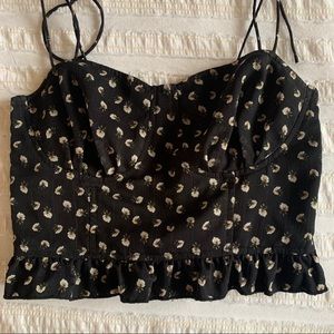 Floral design black top